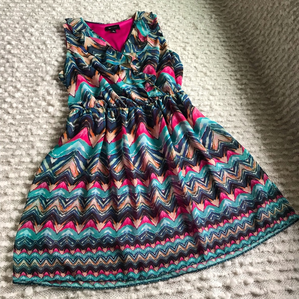 AB Studio V-neck Abstract Watercolor Dress Size XL